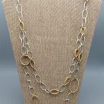Talbots  Chunky Chain Double Strand Two Tone Statement Necklace Smooth Twisted Photo 6