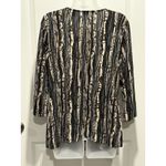 Laura Ashley  Black White Lagenlook Tunic Medium 3/4 Sleeve Beige Striped Office Photo 3