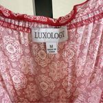 Luxology Prairie Milkmaid Boho Midi Dress Medium Red White Floral Sundress Flowy Photo 4