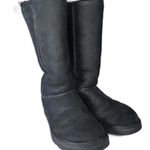 UGG Classic Tall II Black Suede Sheepskin Boots Women's size 8 Photo 0