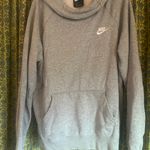 Nike Gray With White Embroidered Logo Funnel Neck Hoodie Woman’s Size L Photo 0