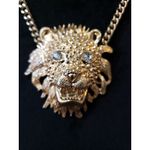 Gold Tone Lion Head Pendant Chain Necklace Statement Hip Hop Fashion Photo 2