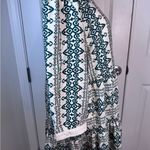 Figueroa & Flower Boho Cottagecore Tiered Midi Dress L — Cream & Teal Split Neck White Size L Photo 6