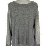 Anthropologie Flora Nikrooz Gray Knit Top L Lace Sleeve Pullover Loungewear Casual Cozy Shirt Photo 0