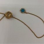 Rebecca Minkoff Open Sphere Gold Y Necklace Lariat Turquoise Pendant Crystal Photo 6