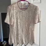 Papell Boutique  Cream Beaded Blouse 100% Silk Photo 0