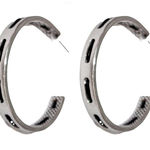 The Sak NEW - Silver & Black Woven Cord Chic Bold Statement Hoop Earrings Photo 0