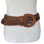 Women's unbranded brown braided stretch leather belt with leather buckle Photo 1