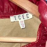 TCEC Faux Red Leather Sleeveless Ruffle Dress Size Medium Photo 2