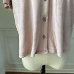 Juicy Couture Silky Soft Pink Velour Silver Bling Stud Cropped Button Up M Photo 8