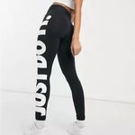Bike Black Leggings with Bold White Text Photo 1