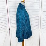 Chico's Embroidered Silk Mandarin Style Jacket Teal Blue Black Medium 8 Photo 2