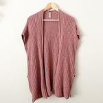 Free People  | Mauve Pink Wrap Cardigan Sleeveless Vest Sloppy Pocket | Small Photo 2