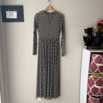 Dressed in Lala Dress Mesh Floral Checkered Long Sleeve Maxi Dress Black White S Photo 1