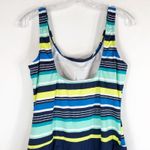 Clean Water XL Swimsuit Dress Blue Striped One Piece Skirted Briefs Bra 678 Photo 4