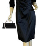 Kay Unger  BLACK SATIN SHAWL COLLAR COCKTAIL DRESS NWT (10) Photo 0