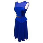 Rickie Freeman Teri Jon Royal Blue Illusion Neck Cocktail Dress Size 6 Photo 3