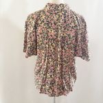 Nine West Pink and Green Puff Sleeve Button Down Blouse Photo 1