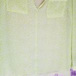 Banana Republic  NEON YELLOW GREEN ALLOVER LEOPARD PRINT SHEER POCKET FRONT TUNIC Photo 5