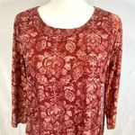 New Direction Rust abstract print sheer overlay double layer tunic top size small Photo 1