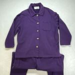 Susan Bristol Casuals 2 piece button up sweatshirt & pants Womens XL purple Photo 0