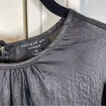 Current Air Current‎ Air Anthropologie Puff Sleeve Blouse black metallic smocked top Photo 2