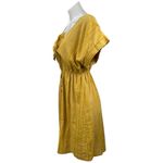 Blue Rair Yellow Striped Tie Fronbt Cutout Short Sleeve Midi Shirt Dress Size M Size M Photo 1