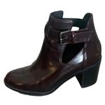 ZARA TRAFALUC Solid Burgundy Patent Leather T-Strap Women's Ankle Boots Size 40 Photo 3