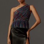 Hutch Lia One shoulder top peplum pleated multicolor size XS NWT Photo 2