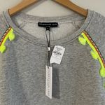 Generation Love  Devon Crewneck Top Heather Gray Neon Brocade Trim Photo 3