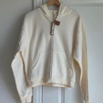 SKIMS French Terry Zip Up Hoodie in Ecru, Size Small Photo 5