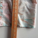 VTG Cabrais Tropical Floral Button Up Shirt Women S Pink Teal Short Sleeve Size M Photo 5