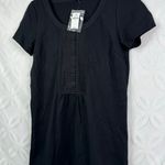 Gap  Black Short‎ Sleeve Button Neck Pintuck T-Shirt Dress Size 10 Photo 9
