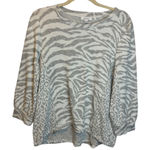 Sweater Women's Size Medium Animal Print Gray White Chicos 1 Photo 0