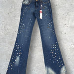 Pepe Jeans Vtg Y2K Deadstock  Low Rise Flare Riveted Grommet Buckle Back‎ Sz 28 Photo 0