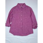 Sigrid Olsen  Pink Linen Button Down Shirt Roll Tab Sleeve Size SM Photo 8