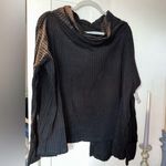 Free People NWT Juicy Long Sleeve Cowl Neck Surplice Back Waffle Top in Black Photo 0