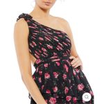 Mac Duggal  One shoulder Ruffled Rose Print layered high low dress 70246 Photo 2