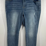 Lane Bryant Lane‎ Bryant Size 20 Mid Rise Skinny Jeans Blue Distressed Frayed Hem Flex Magic Photo 0