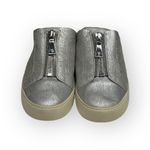 Frye ༄ Lena Logo Zipper Mule Leather Backless Sneakers ༄ Metallic Silver ༄ 9M Photo 7