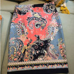 Melissa Paige Women's  Pencil Skirt L Coral Blue Paisley Photo 0