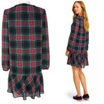 Draper James Dress M Drop Waist Sheer Sleeve Plaid Academia Preppy Schoolgirl Photo 7