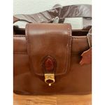 Vintage 80s Cognac Faux Leather Purse Shoulder Bag detachable double strap Brown Photo 5