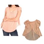 Body Central Blush and white polka dot split back top size medium Photo 1