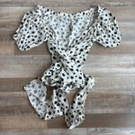 Reformation Lores Wrap Top Black White Ink Blot Polkadot Size S Photo 1