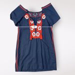 J.Crew Embroidered Floral Beach Mini Tunic Dress Coverup Womens Size M Navy Red Photo 2