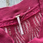 Free People Spring Valey Cranberry Red Lace Trim Long Sleeve Pullover Top Small Photo 6