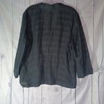 Eileen Fisher  3/4 Sleeve Black Striped Plaid 100% Linen Button-Up Blazer Photo 9