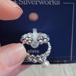 Belk NWT Fine Silver Plated Pearl/Heart/Round Band Ring Trio Set Photo 10