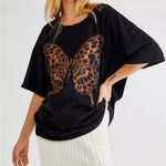 Free People  Vintage Souls Leopard Butterfly Tee oversized XS Photo 0